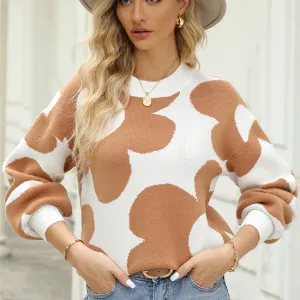 Warm Contrast Color Sweater