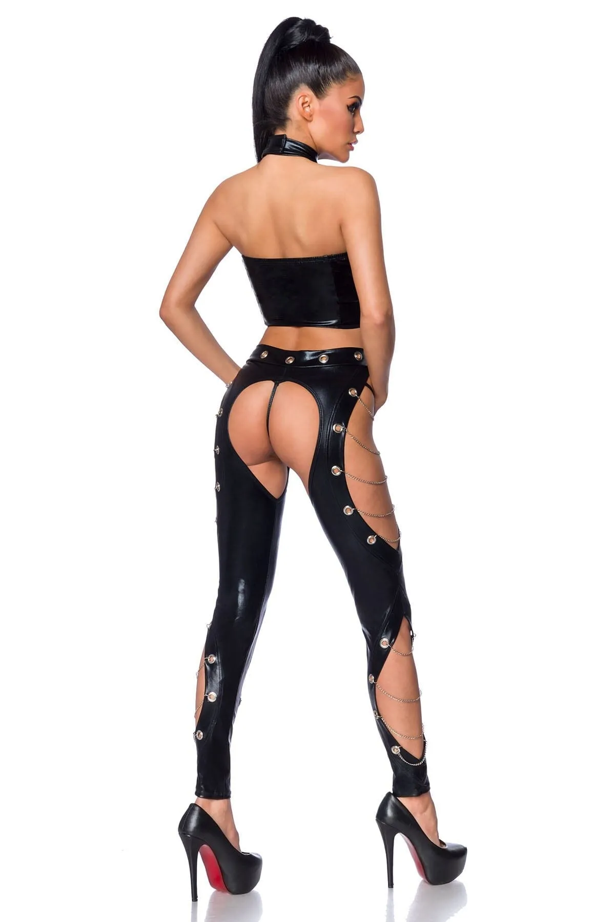 Wetlook Keyhole Top & Chaps Set