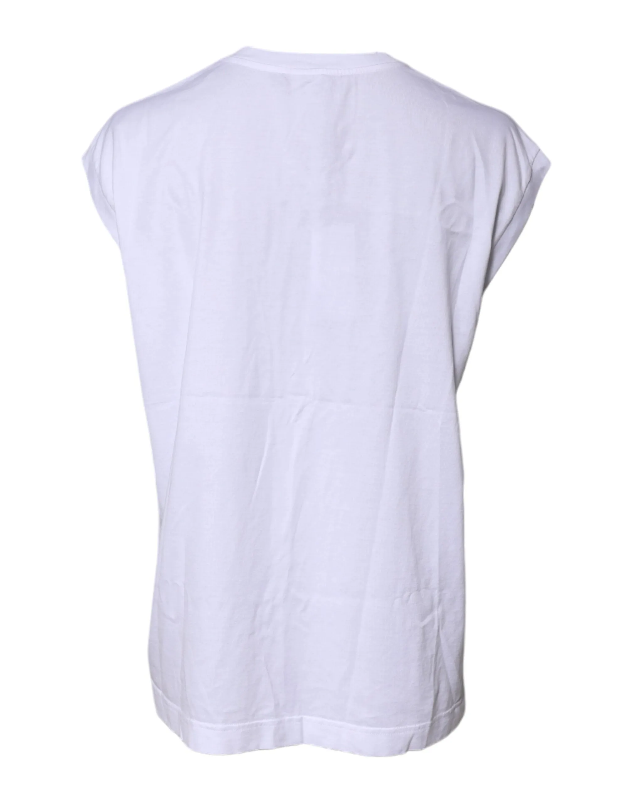 White Cotton Sleeveless Round Neck Tank Top