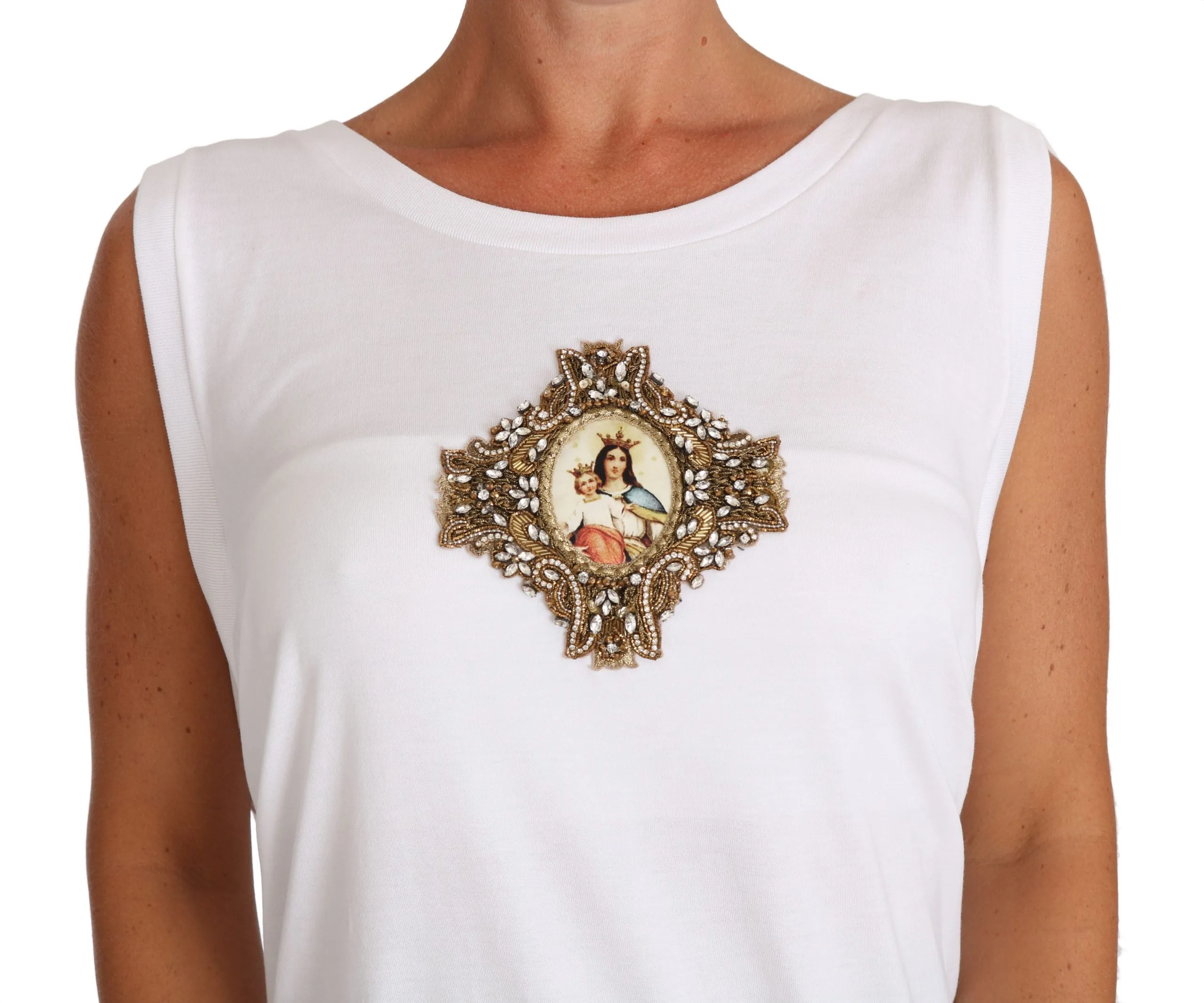 White Crystal Religious Cross Cami Top T-shirt