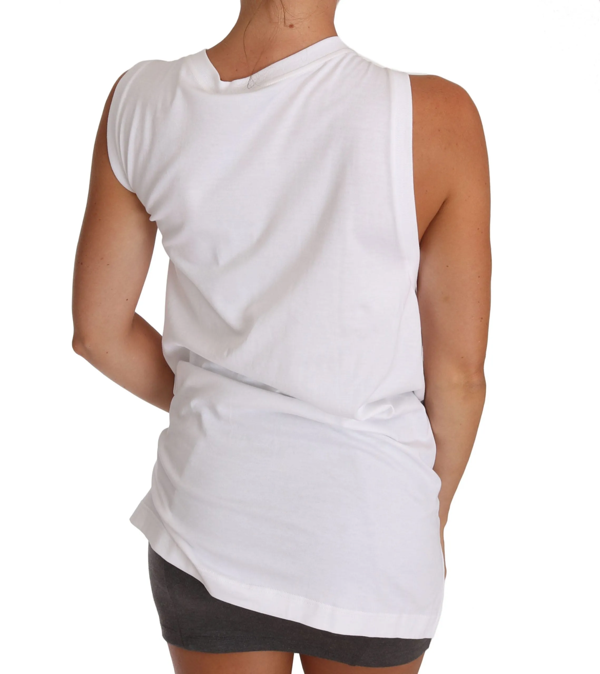 White Crystal Religious Cross Cami Top T-shirt