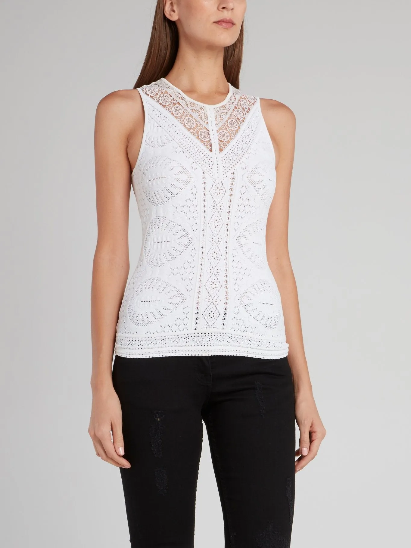 White Lace Sleeveless Top
