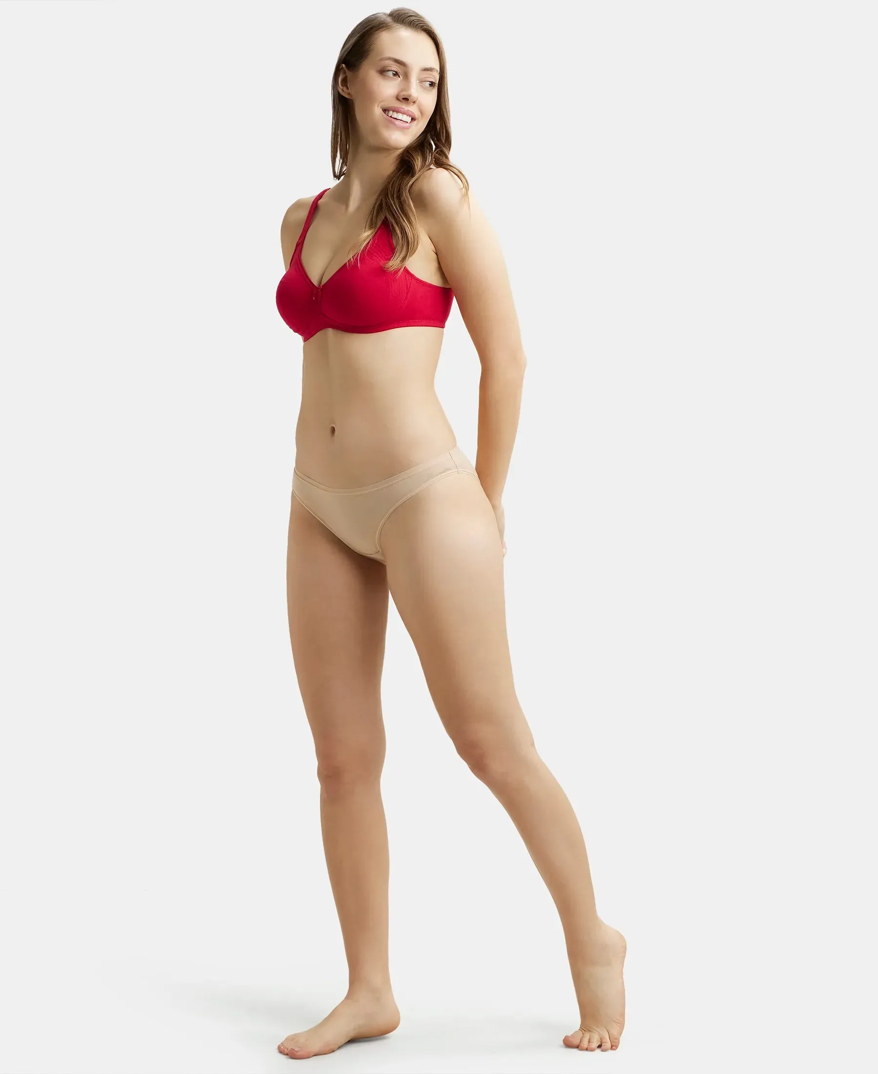 Wirefree Non Padded Plus Size Super Combed Cotton Elastane Stretch Full Coverage Everyday Bra with Contoured Shaper Panel and Adjustable Straps - Red Love