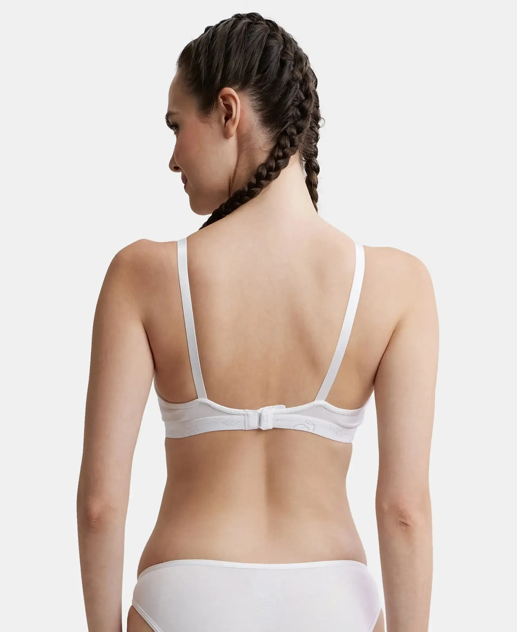 Wirefree Non Padded Super Combed Cotton Elastane Stretch Everyday Bra with Ultrasoft and Durable Underband - White