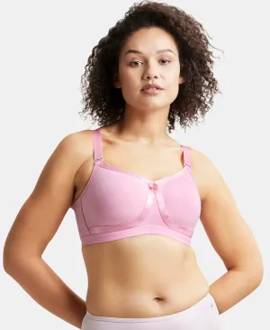 Wirefree Non Padded Super Combed Cotton Elastane Stretch Full Coverage Everyday Bra with Detachable Straps - Candy Pink