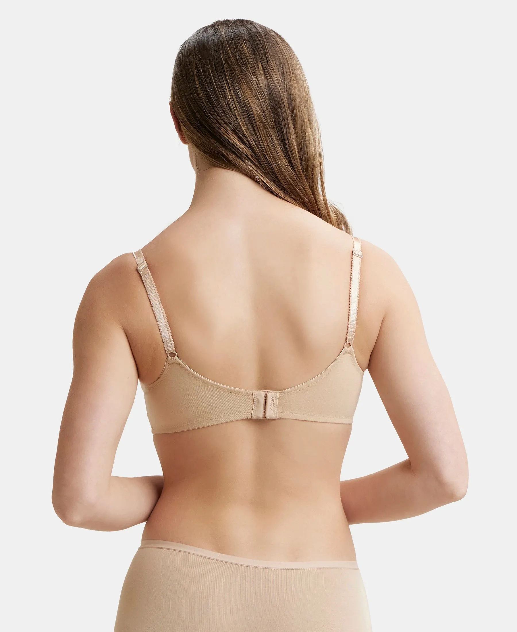 Wirefree Non Padded Super Combed Cotton Elastane Stretch Full Coverage Everyday Bra with Soft Adjustable Straps - Skin