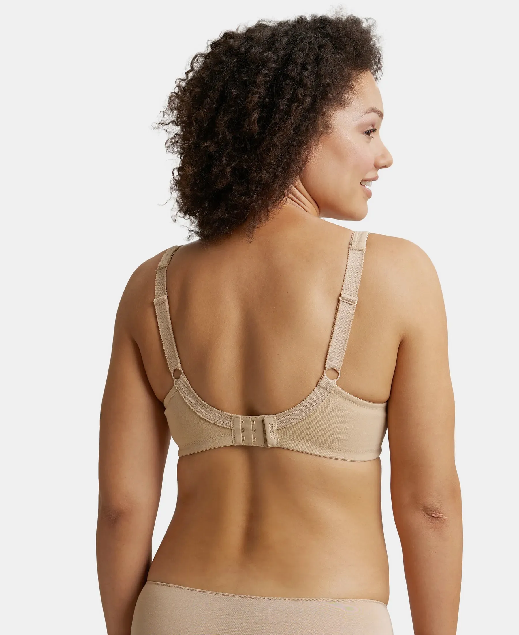 Wirefree Non Padded Super Combed Cotton Elastane Stretch Full Coverage Plus Size Bra Plush Lining Cup - Skin