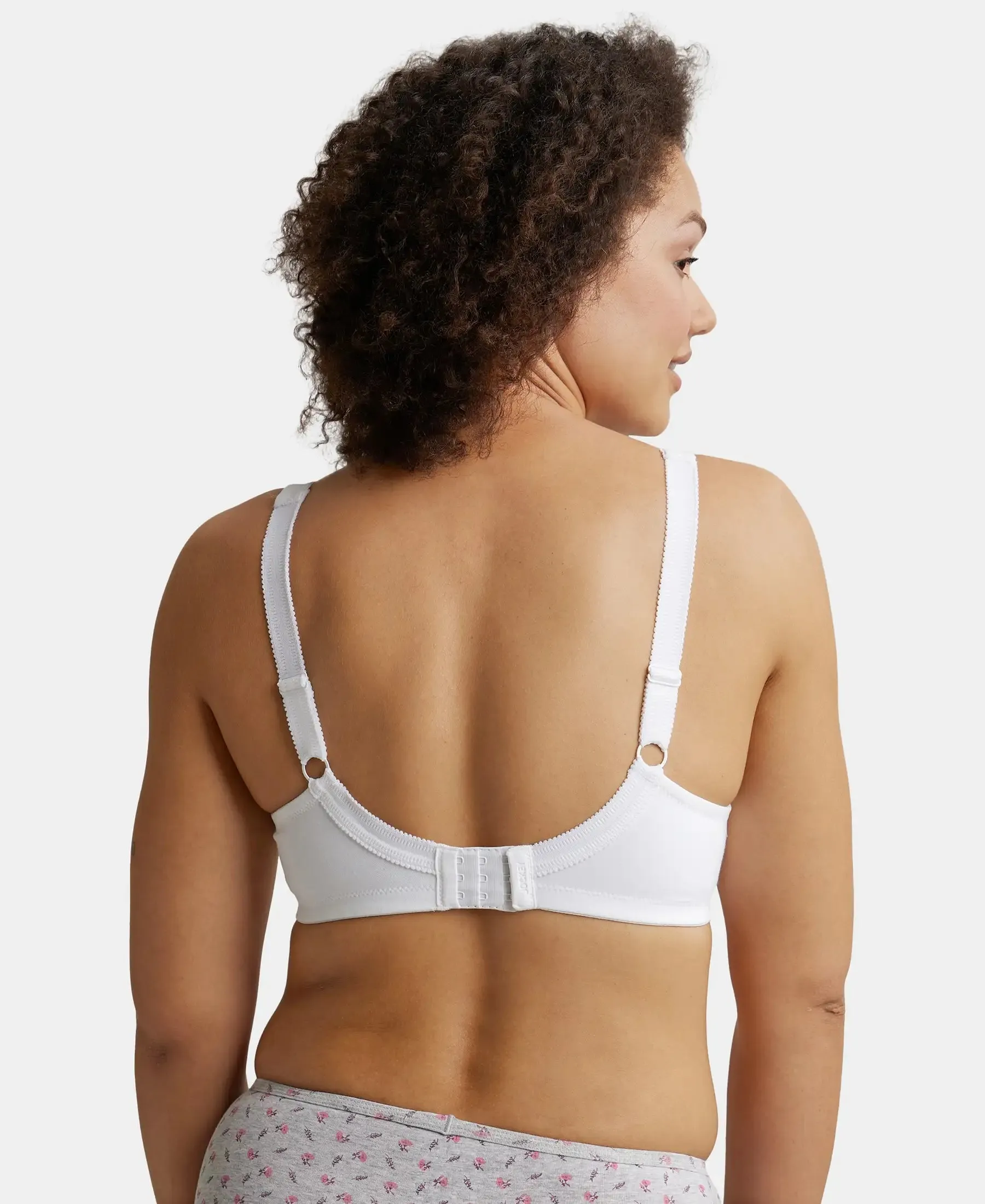 Wirefree Non Padded Super Combed Cotton Elastane Stretch Full Coverage Plus Size Bra Plush Lining Cup - White