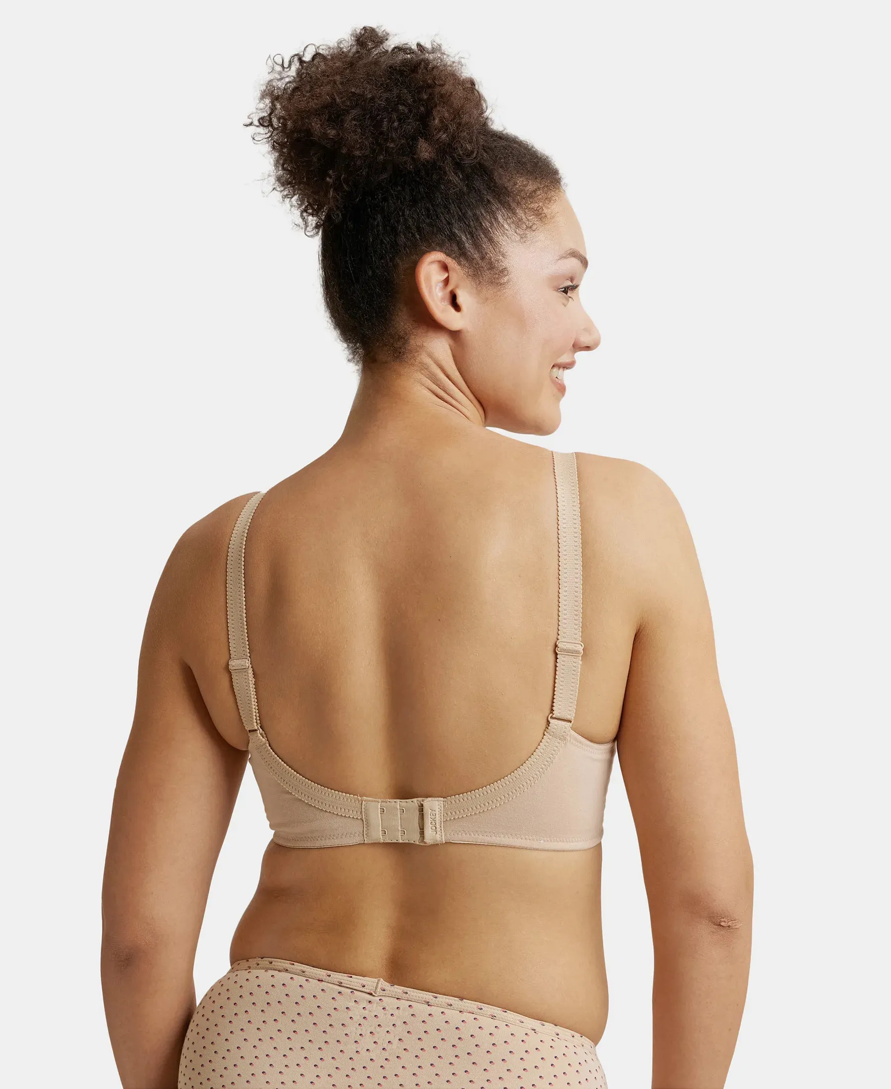 Wirefree Non Padded Super Combed Cotton Elastane Stretch Full Coverage Plus Size Bra with Lace Styling - Light Skin