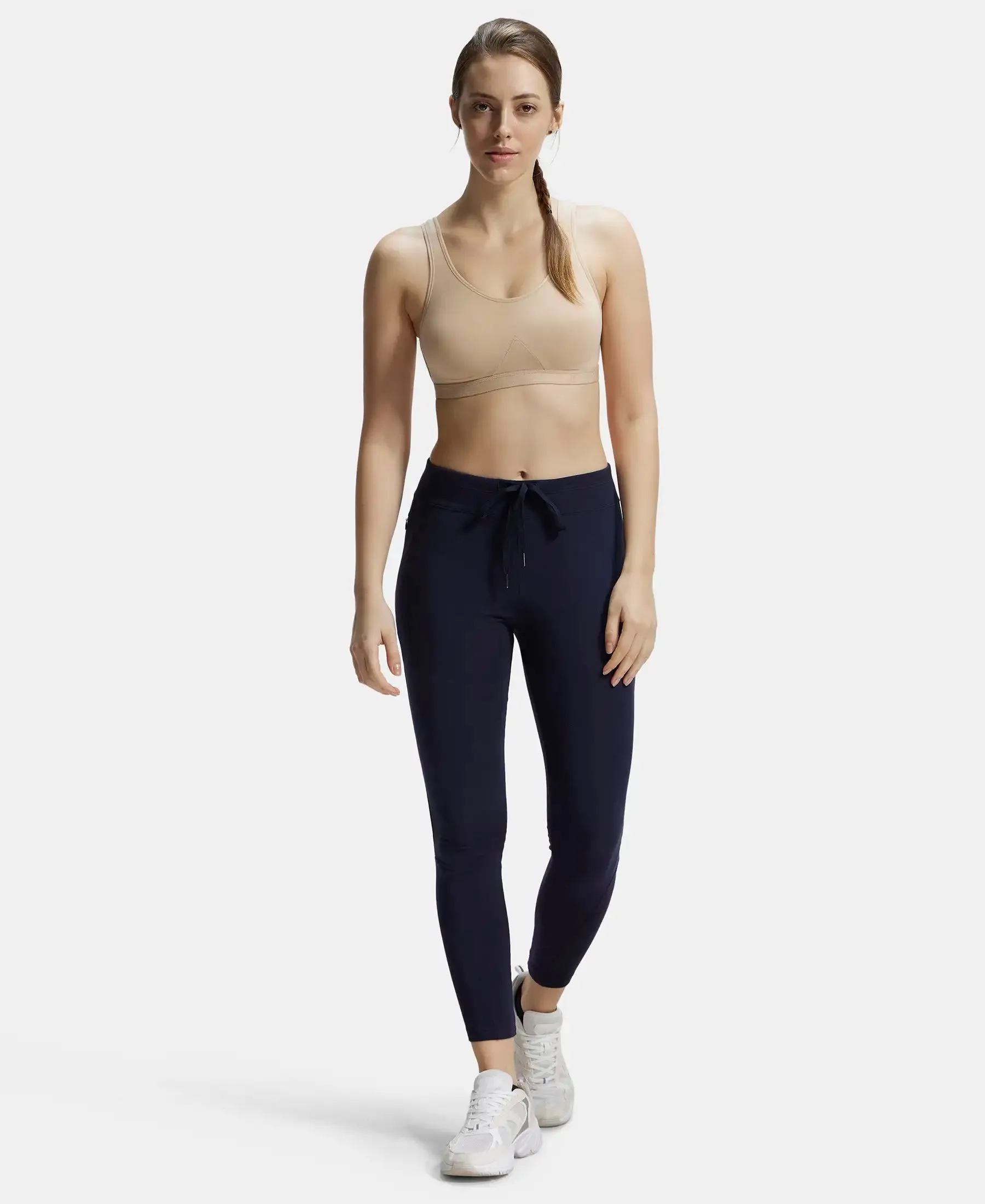 Wirefree Non Padded Super Combed Cotton Elastane Stretch Full Coverage Slip-On Active Bra with Wider Straps and Moisture Move Treatment - Light Skin