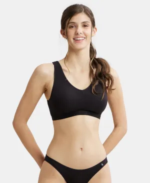 Wirefree Padded Super Combed Cotton Elastane Stretch Full Coverage Lounge and Sleep Bra with Removable Pads - Black