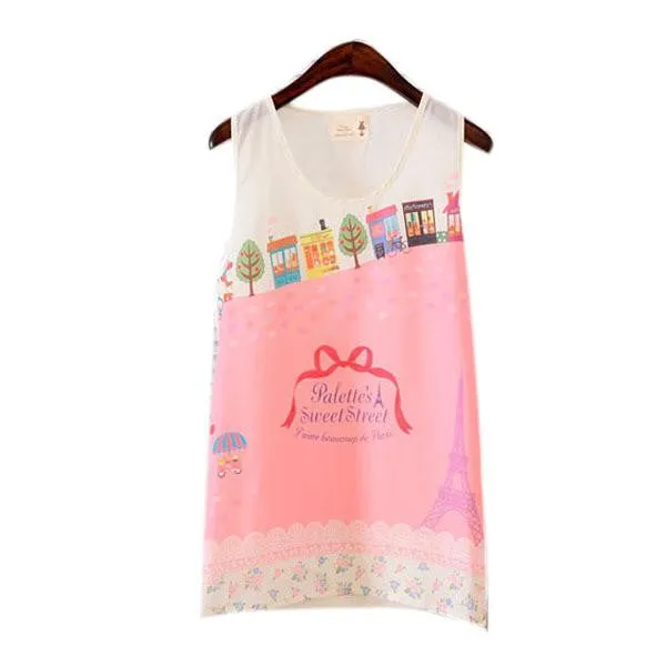 Women Girls Sleeveless Vest Tank Cami Tops Blouse Casual