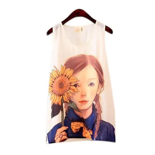 Women Girls Sleeveless Vest Tank Cami Tops Blouse Casual