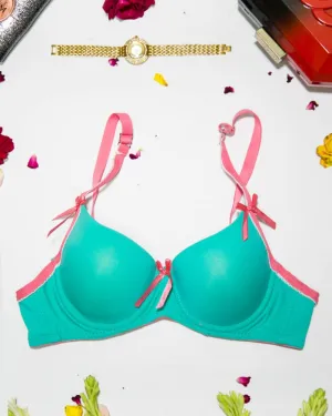 Women Push up Underwire Bra Smoothing Lace Everyday Bra - Firozi