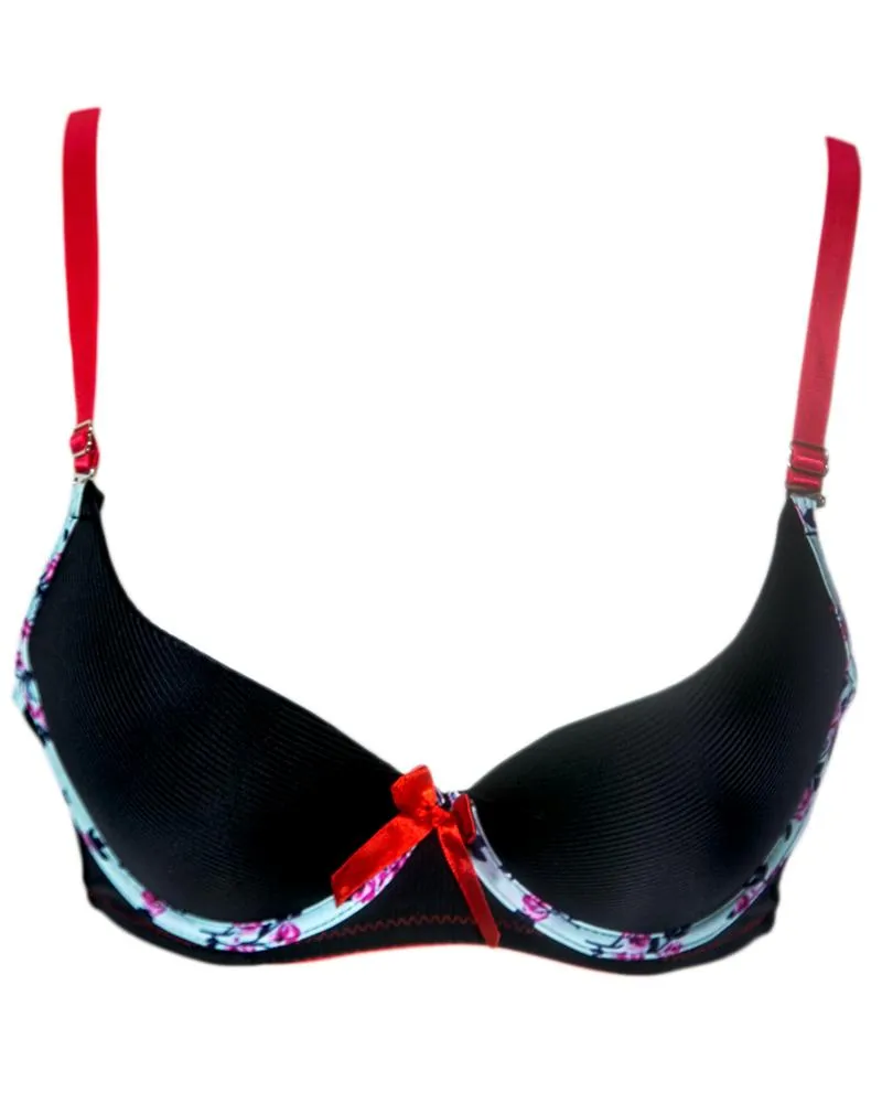 Women Push up Underwire Smoothing Bra - Black - 678