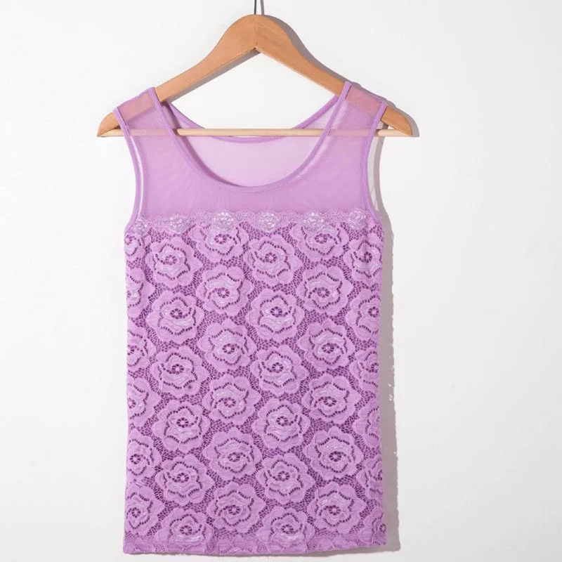 Women Sexy Sleeveless Tank Tops Casual Round Neck Flower Vest Shirt Blouse Hot NW