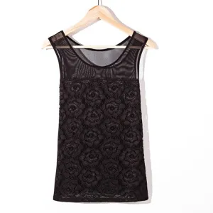 Women Sexy Sleeveless Tank Tops Casual Round Neck Flower Vest Shirt Blouse Hot NW