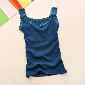 Women Sleeveless Lace Tops Ladies Fashion Multicolors Strap Tank Vest 16 Colors