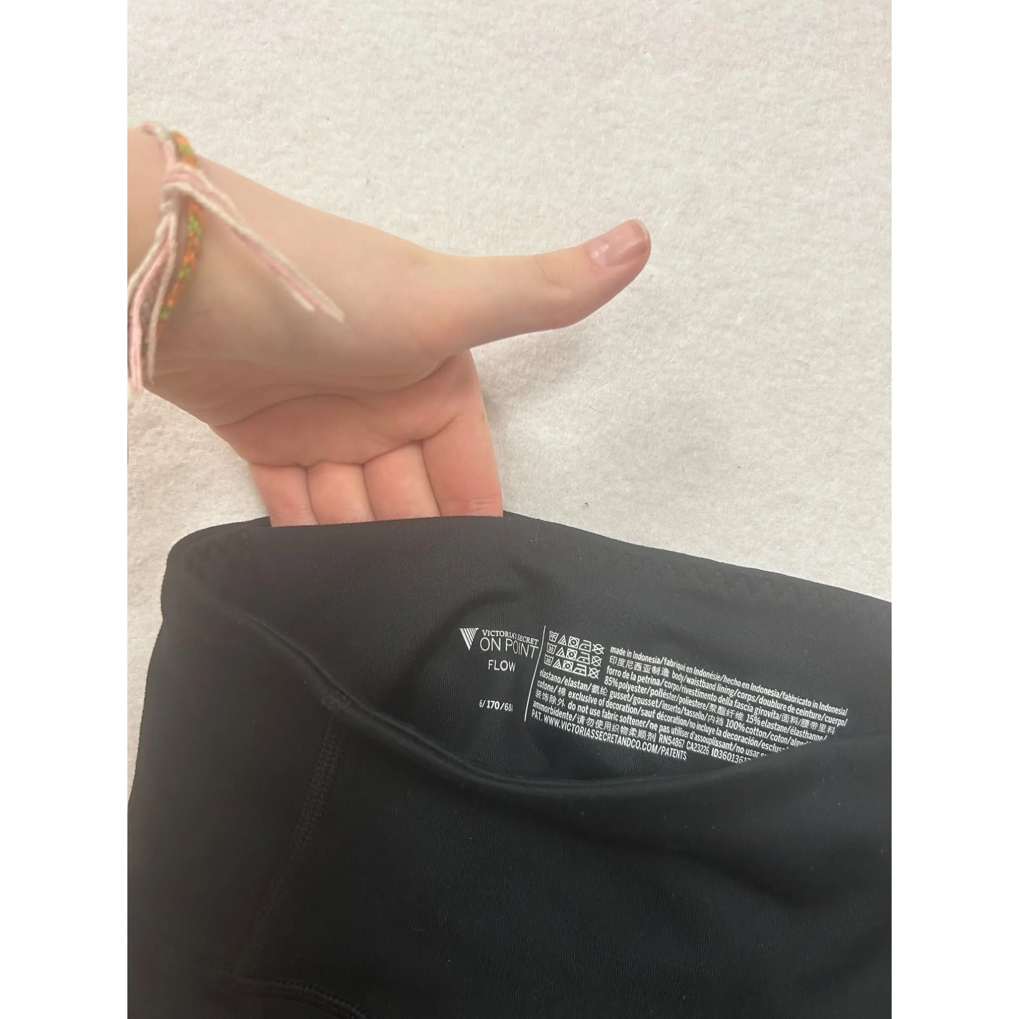 Womens Black High-Waisted Active Leggings With Pockets Size S #6593