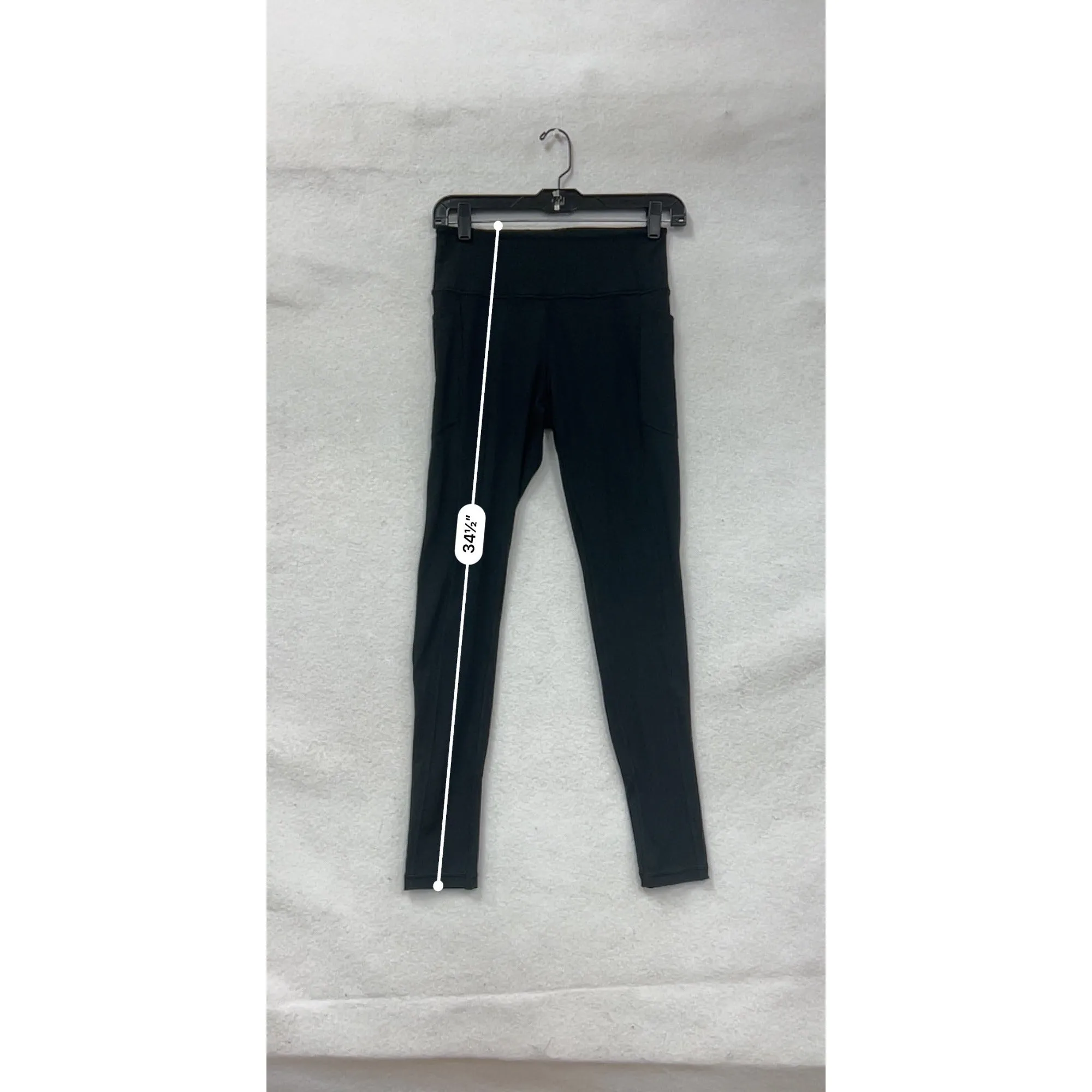 Womens Black High-Waisted Active Leggings With Pockets Size S #6593
