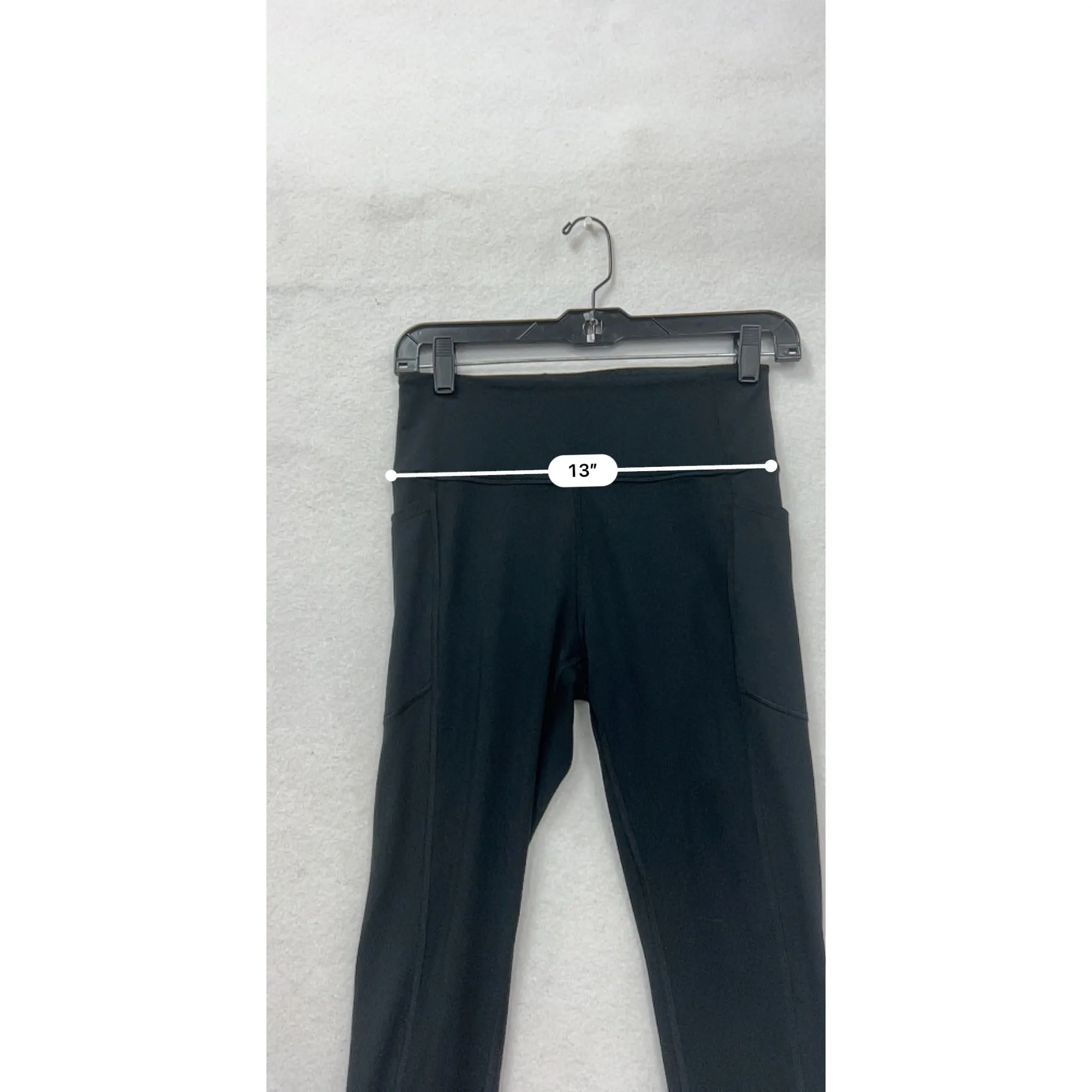 Womens Black High-Waisted Active Leggings With Pockets Size S #6593