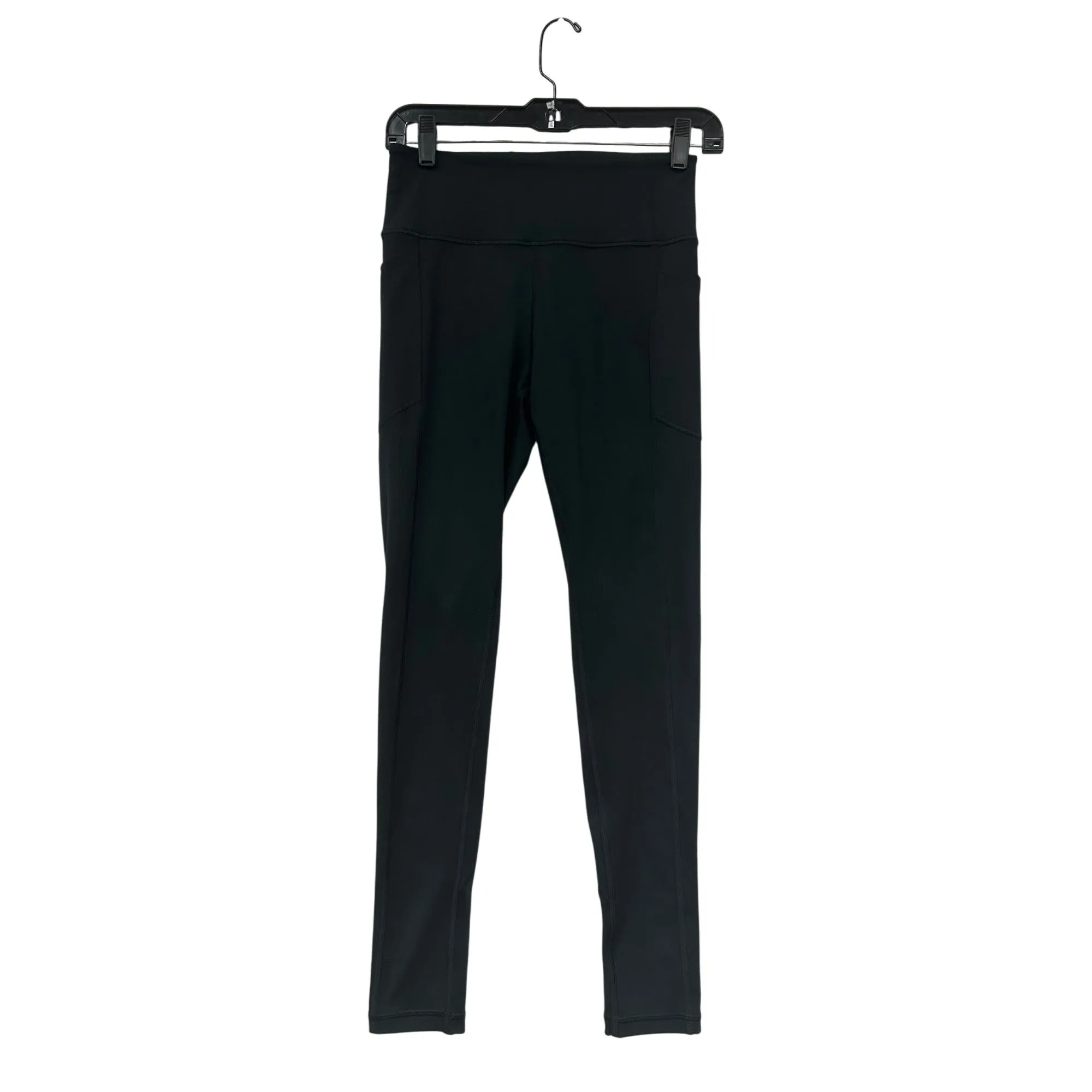 Womens Black High-Waisted Active Leggings With Pockets Size S #6593