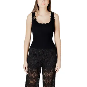 Womens Black Scalloped Tank Top and Lace Pants