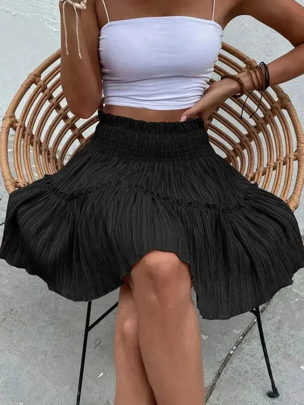 Women's Casual Plain Cake Short Skirt