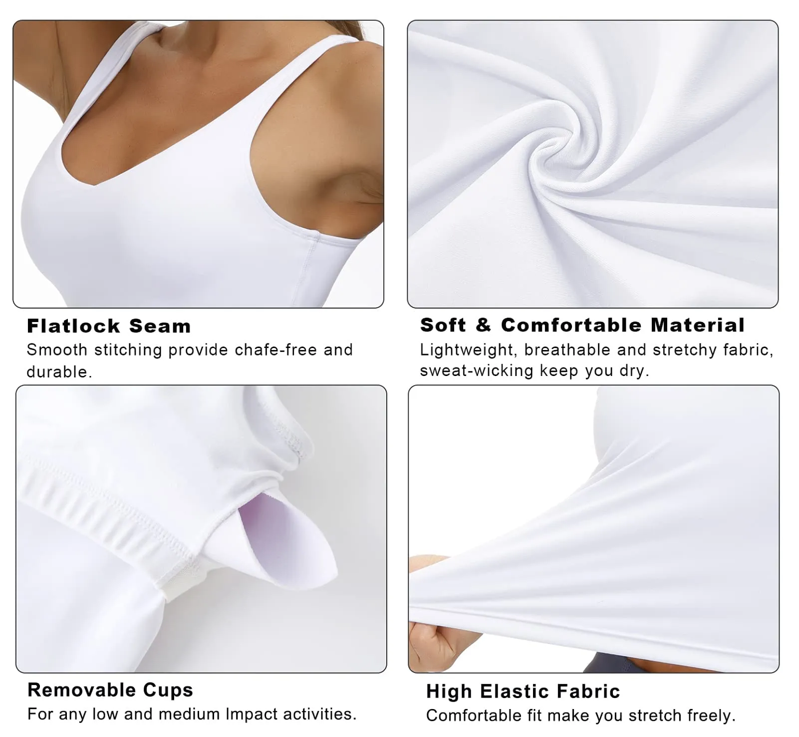 Women’s Longline Sports Bra Wirefree Padded Medium Support Yoga Bras Gym Running Workout Tank Tops
