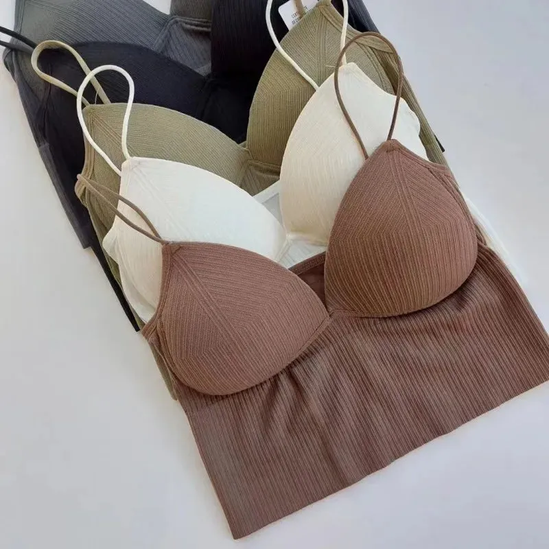 Women's Seamless Tank Top with Built - in Bra - Fixed Cup, Anti - Glare Crop Top for Summer