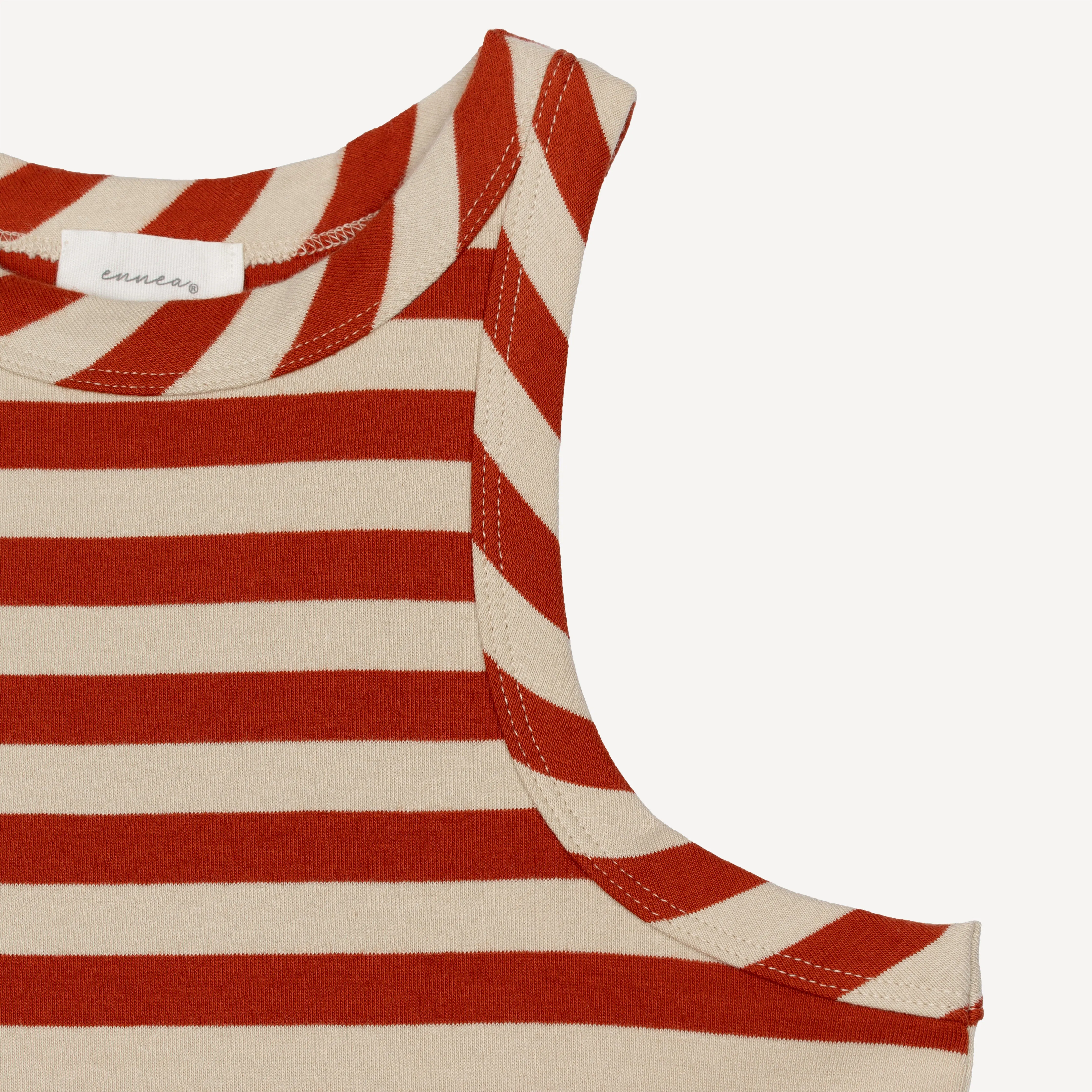 Womens Stripe High Neck Tank - Rooibos Tea / Fog