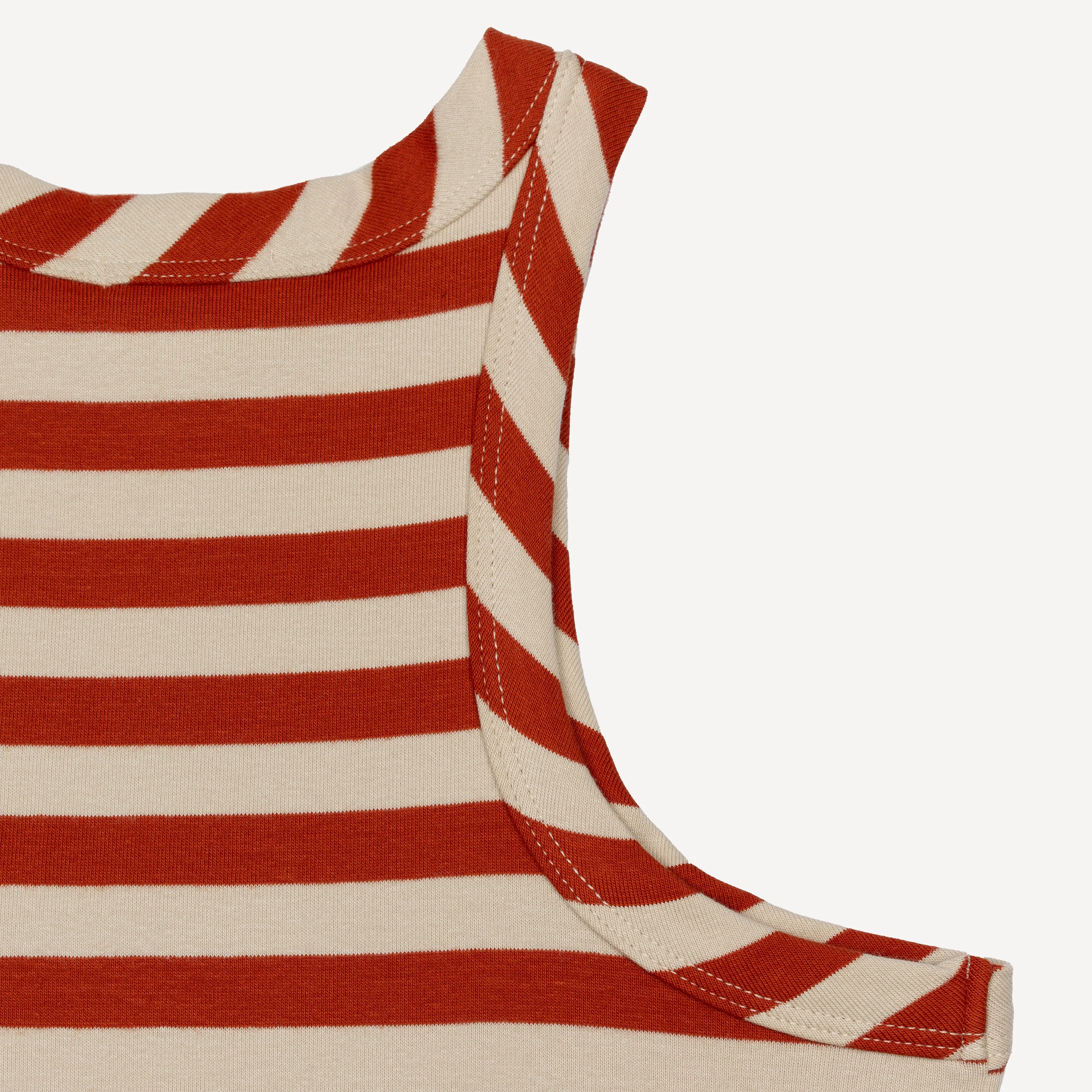 Womens Stripe High Neck Tank - Rooibos Tea / Fog