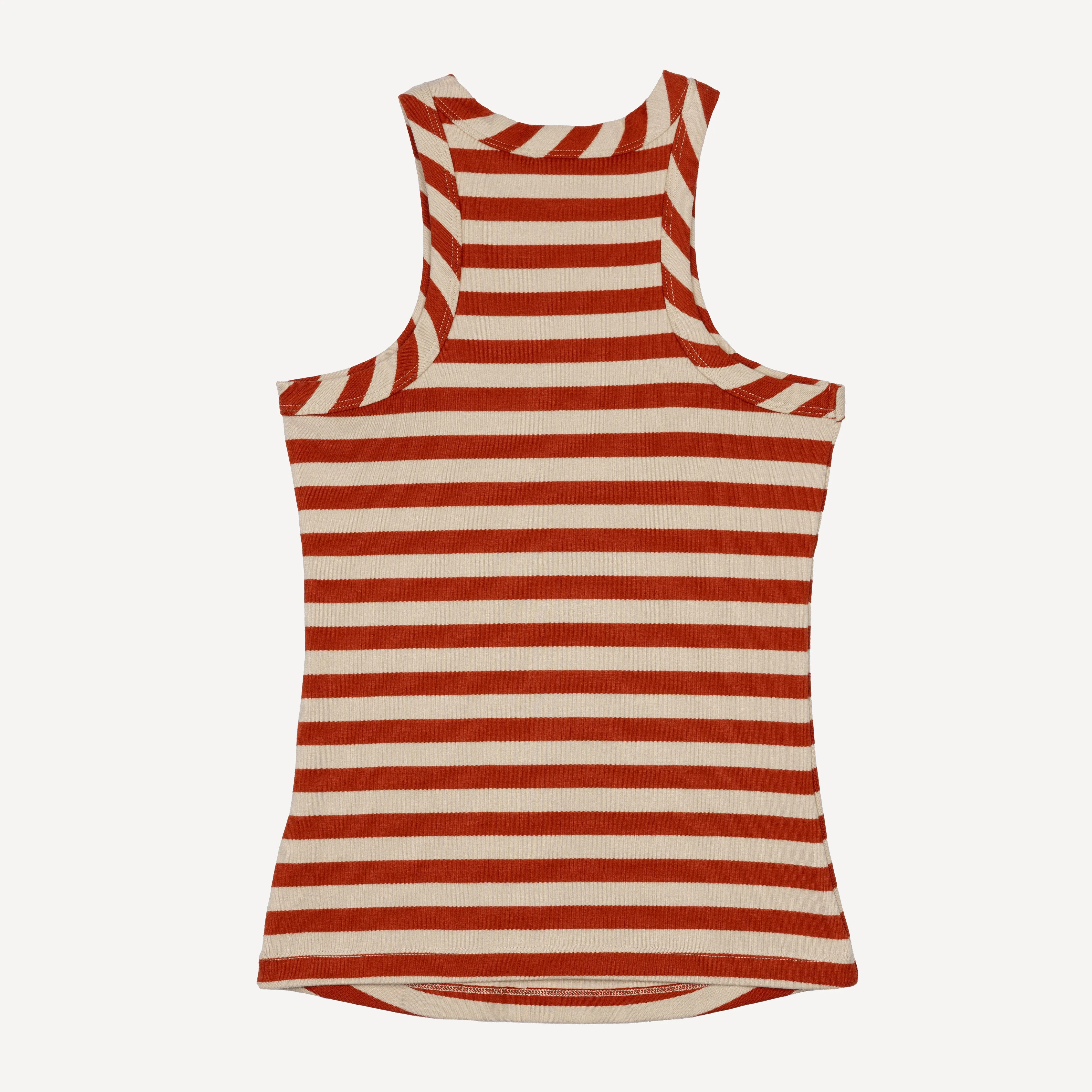 Womens Stripe High Neck Tank - Rooibos Tea / Fog