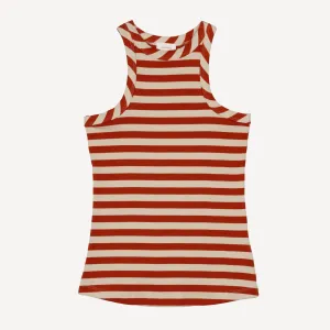 Womens Stripe High Neck Tank - Rooibos Tea / Fog
