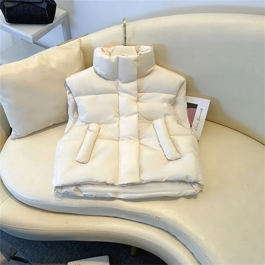Women's Warm Turtle Neck Puffer Vest | Cropped
