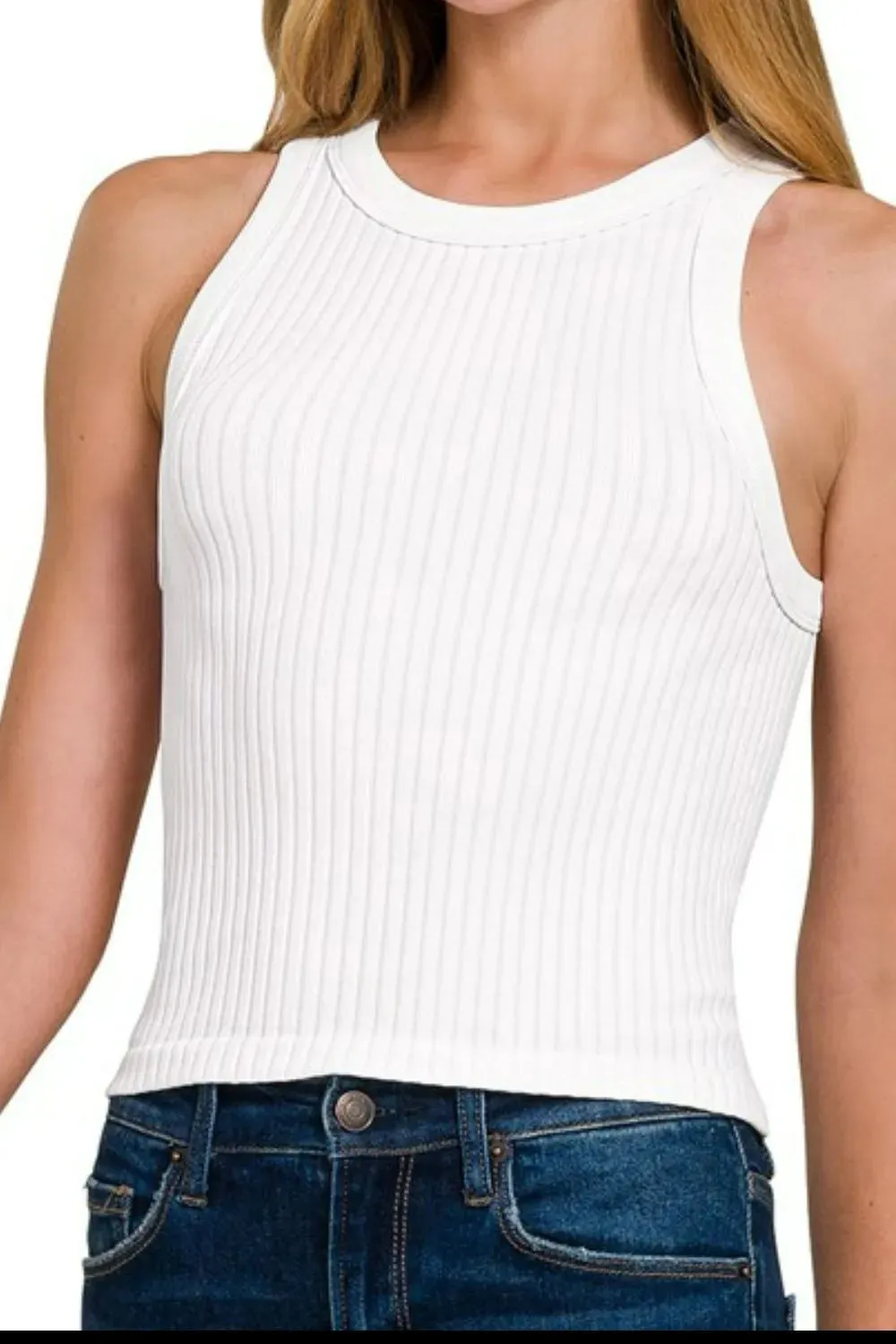 Zenana Seamless Ribbed Crop Tank