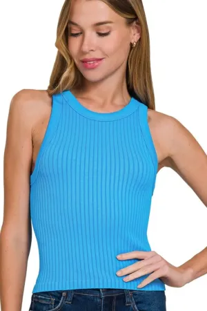 Zenana Seamless Ribbed Crop Tank